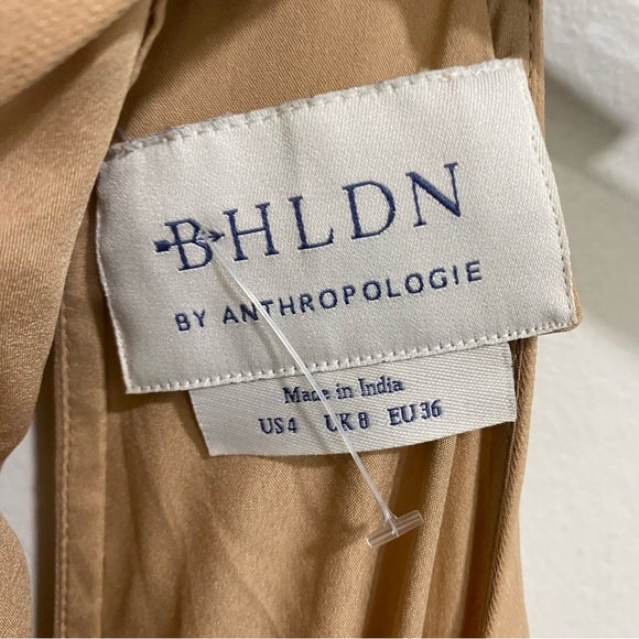 NWOT Anthropologie BHLDN Cordelia Embroidery Beige Pink Maxi Dress Gown Sz 4 - Picture 8 of 13